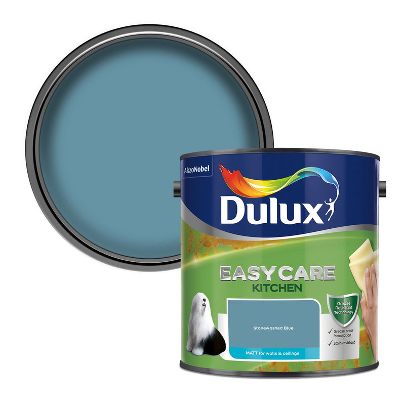 Dulux Easycare Kitchen Matt paint Stonewashed Blue 2.5L, UK version