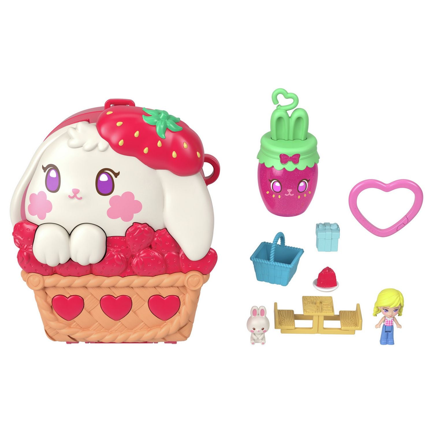 Polly Pocket Picnic Bunny Compact playset with micro doll and accessories, imported from the UK