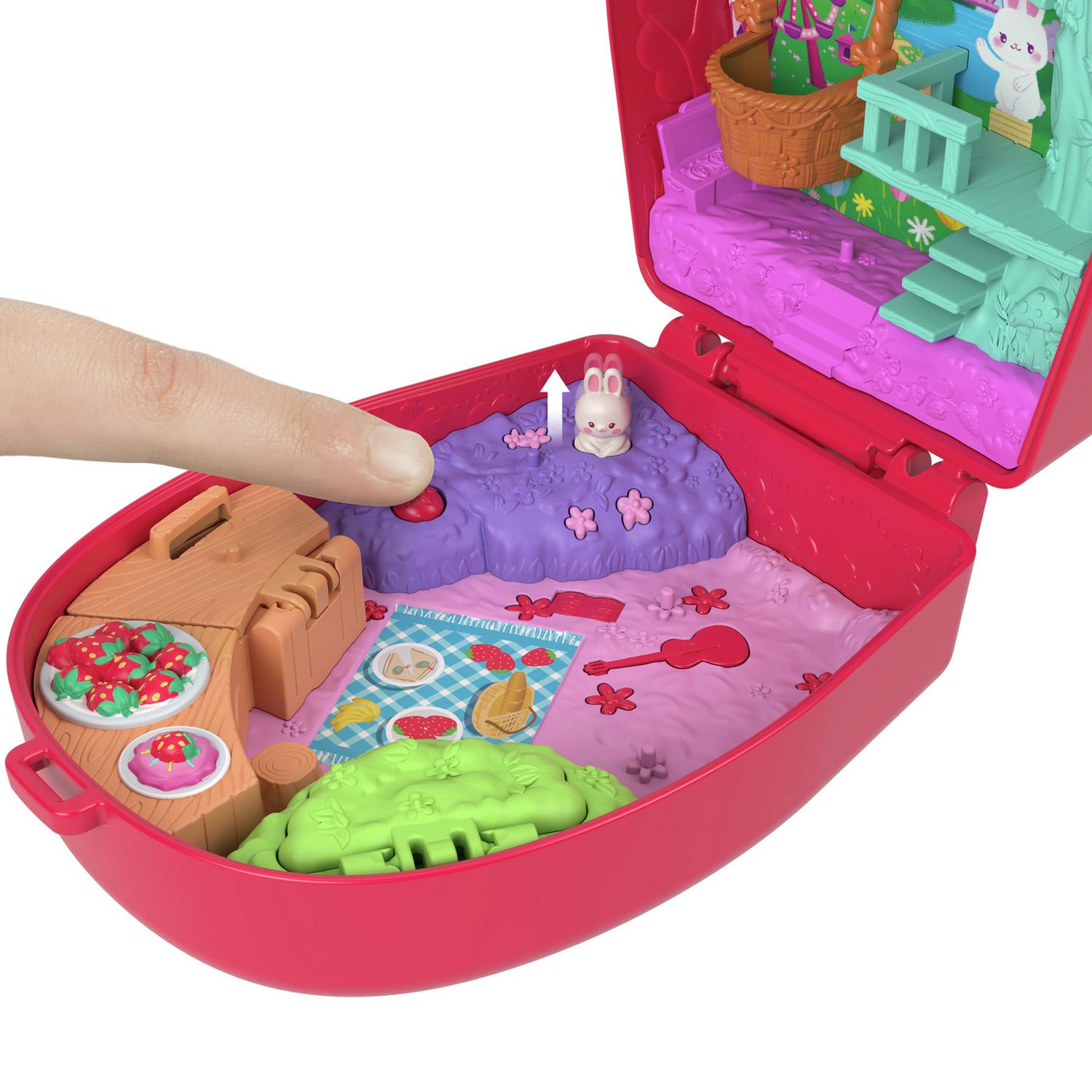 Polly Pocket Picnic Bunny Compact playset with micro doll and accessories, imported from the UK