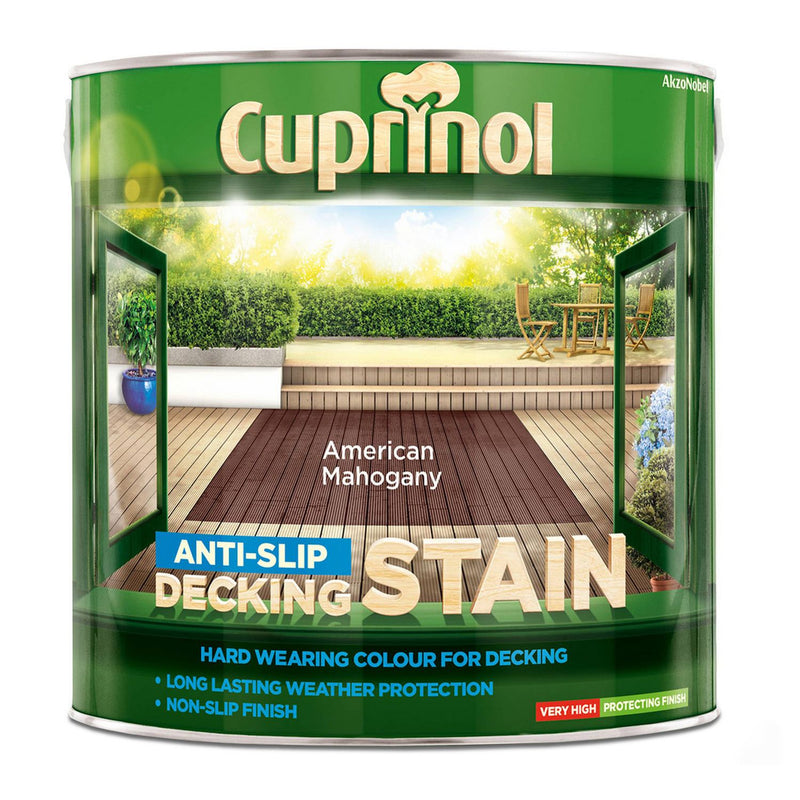 Cuprinol anti-slip deck stain American Mahogany 2.5L, imported from the UK