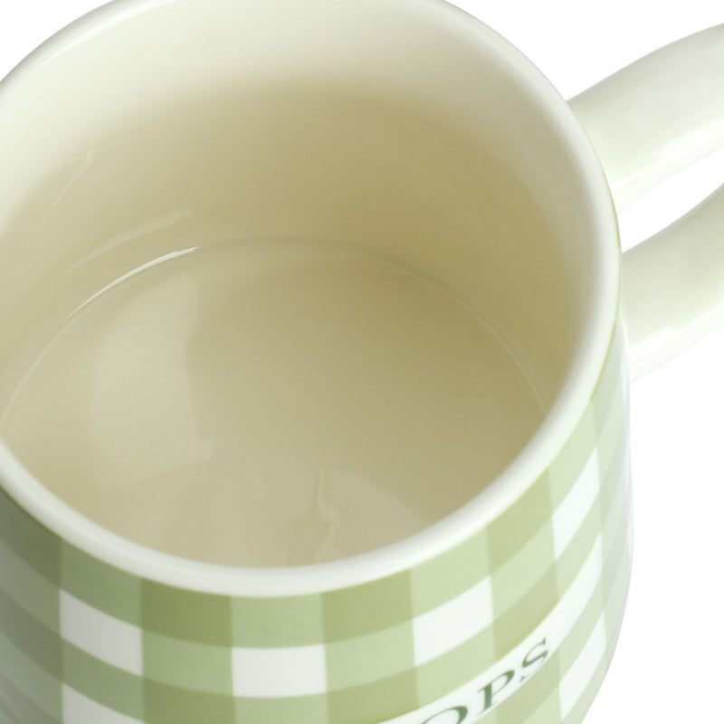 Argos Home dark green gingham Pops decal ceramic mug (British brand)