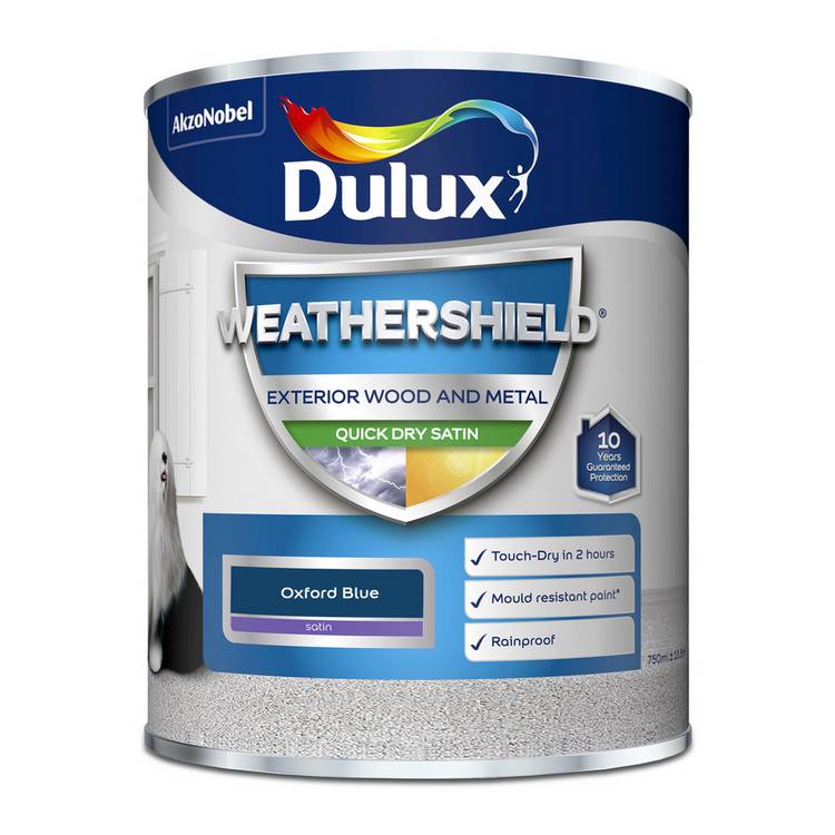 Dulux Weathershield Satin Oxford Blue paint 750ml - British product