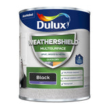 Dulux Weathershield Multisurface Satin Black paint 750ml - British product