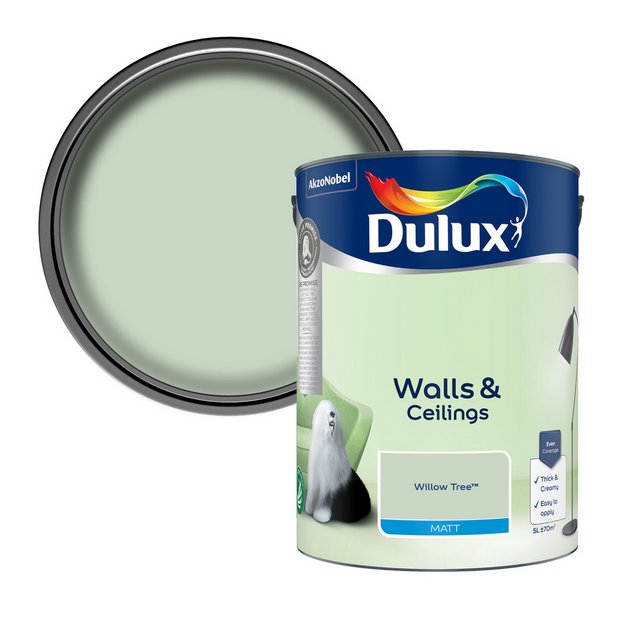 Dulux Willow Tree green matt paint 5L (British brand)