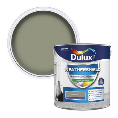 Argos Dulux Weathershield Quick Dry Satin Green Glade Exterior Paint 2.5L- Buy online at McGrocer