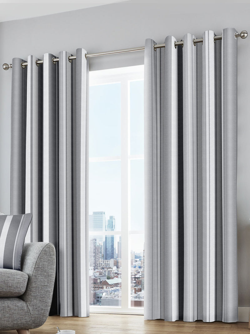 Fusion Grey/White Whitworth Eyelet Curtains
