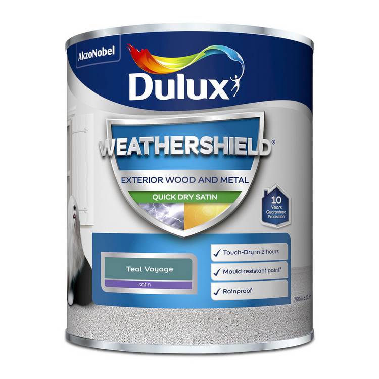 Dulux Weathershield Teal Voyage satin paint 750ml (British brand)