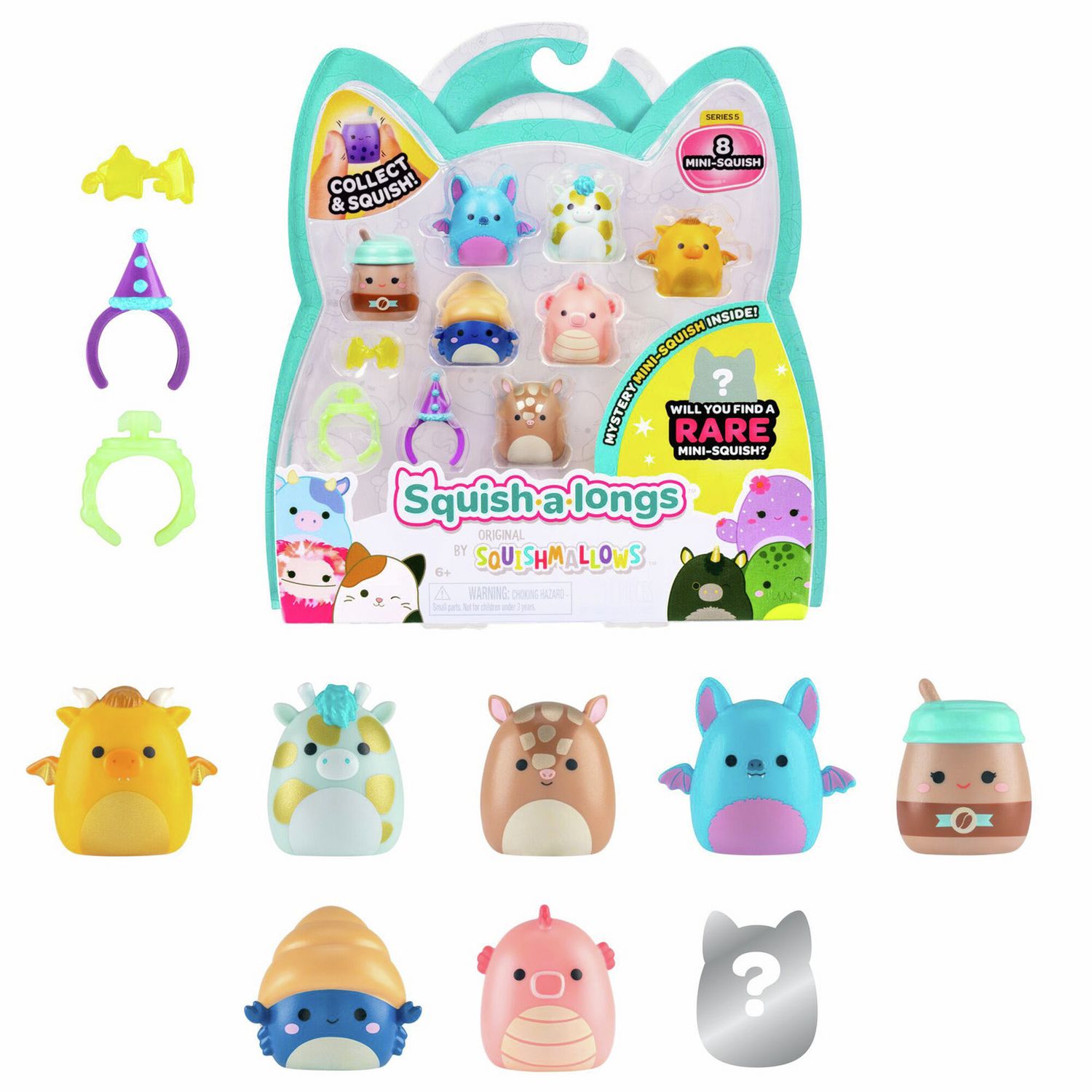 Squish-a-longs mini Squishmallows collectible pack of 8, UK version