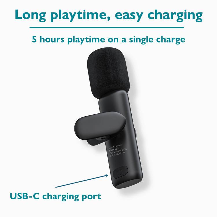 Deltaco wireless vlogging microphone black, UK version