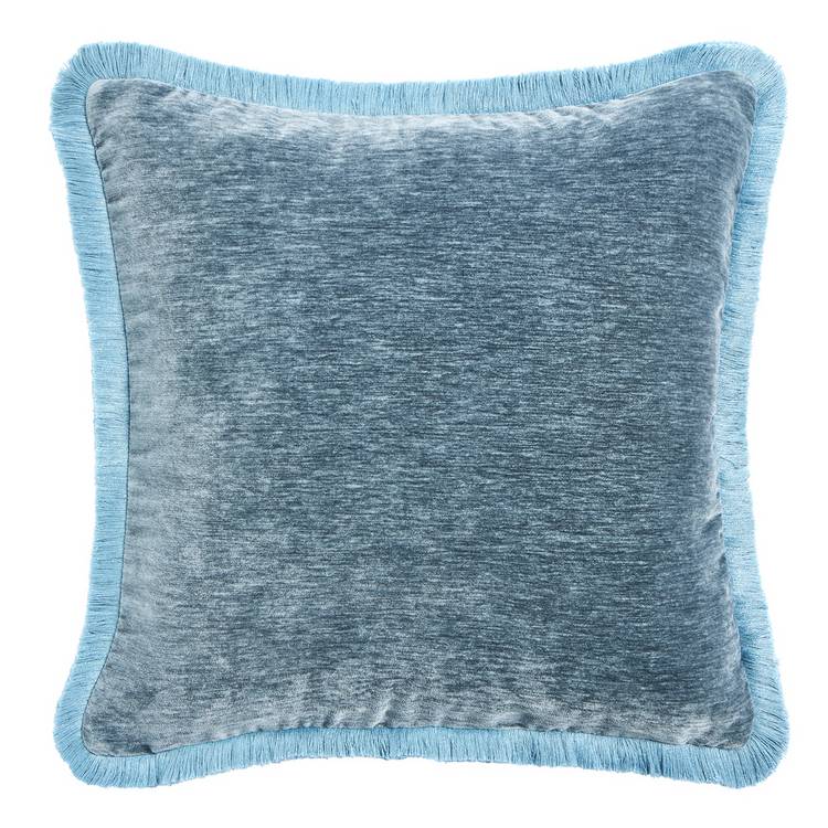 Habitat fringed chenille cushion storm blue 43x43cm (British brand)