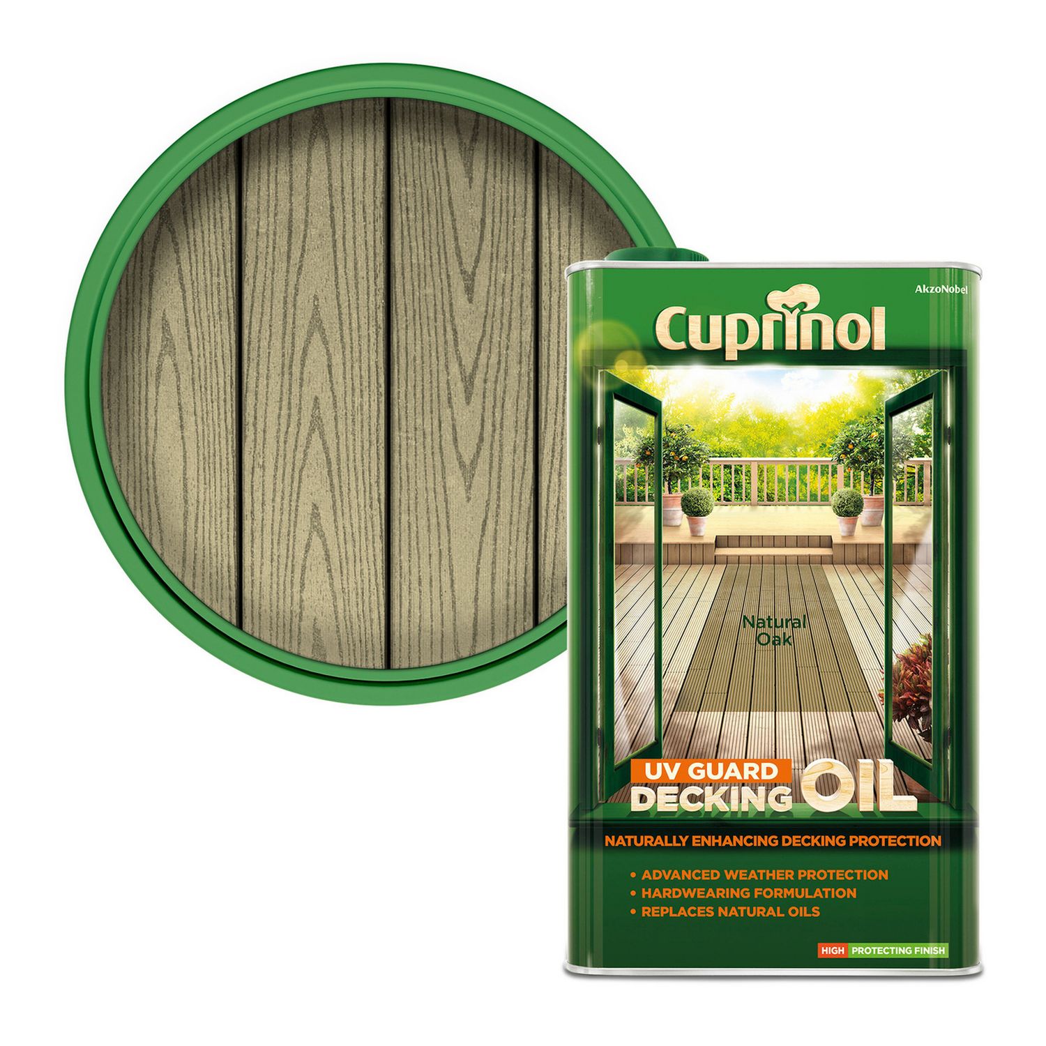Cuprinol decking oil UV Guard Natural Oak 5L (British brand)