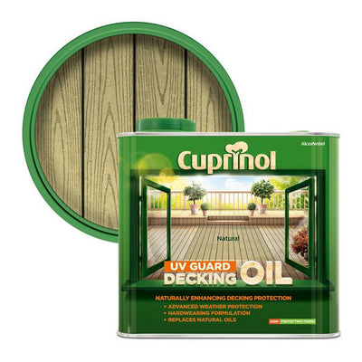 Argos Cuprinol UV Guard Decking Oil Natural Wood Decking Oil 2.5L- Buy online at McGrocer