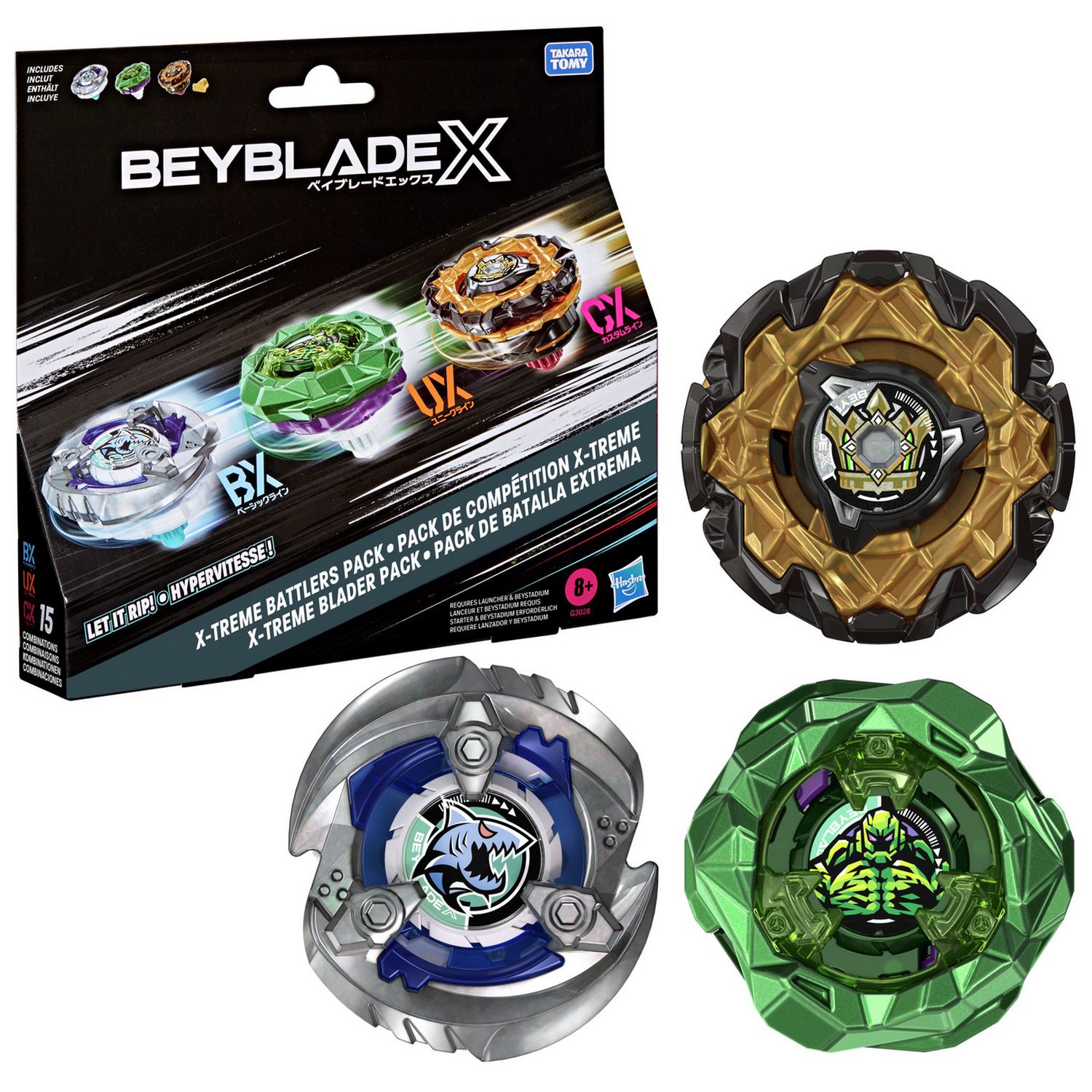 Beyblade X-treme Battlers pack of 3 spinning tops (British brand)