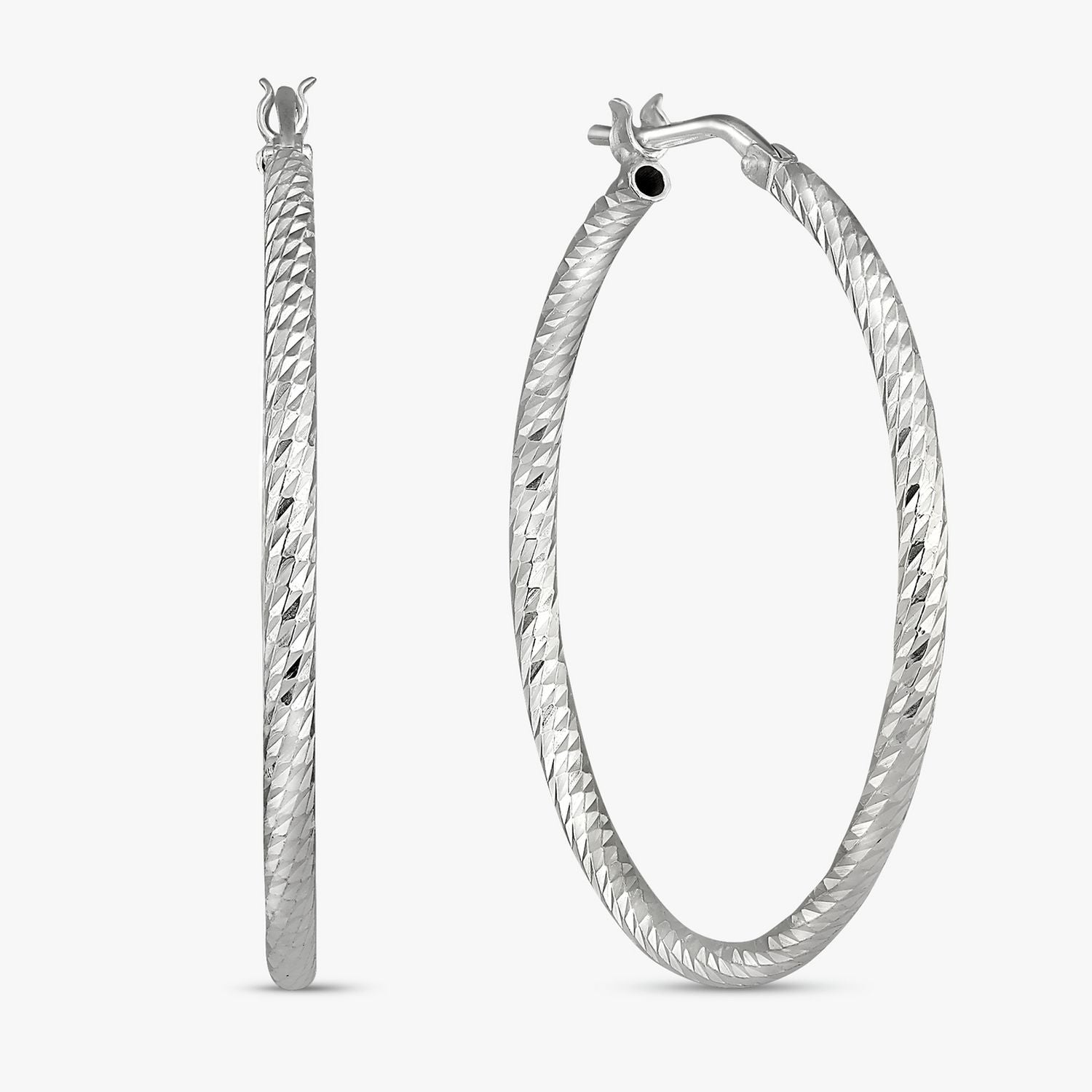 Revere silver diamond cut hoop earrings large - British product