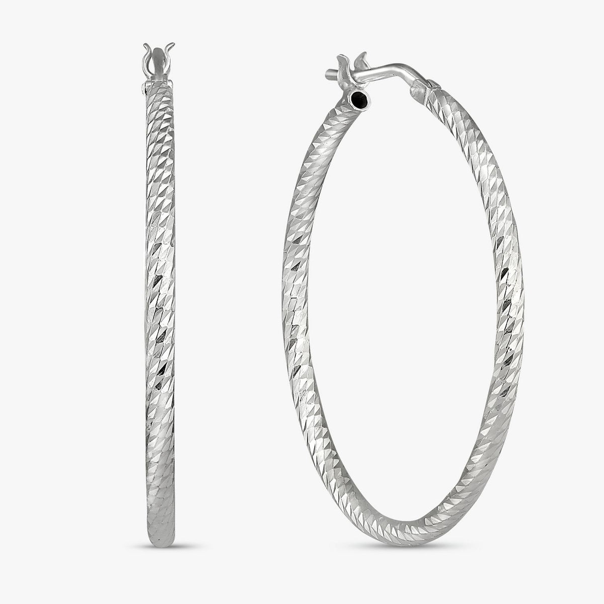 Revere silver diamond cut hoop earrings large - British product