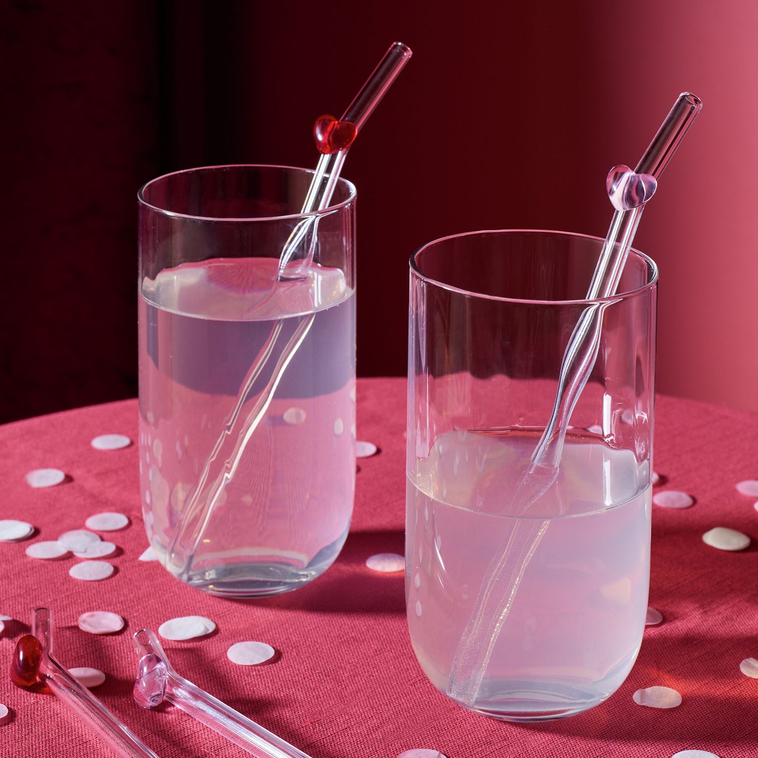 Argos Home glass straws pack of 4 with heart designs, UK version