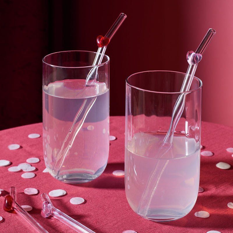 Argos Home glass straws pack of 4 with heart designs, UK version