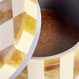 Habitat checkered round trinket box brown cream 9.5cm (British brand)