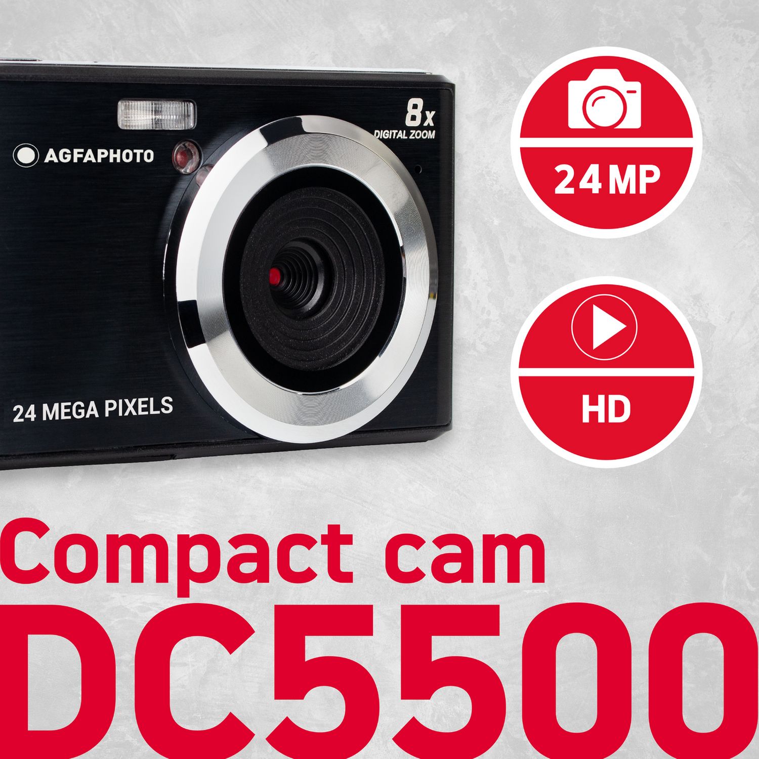AGFA DC5500 compact digital camera 24MP black, UK version
