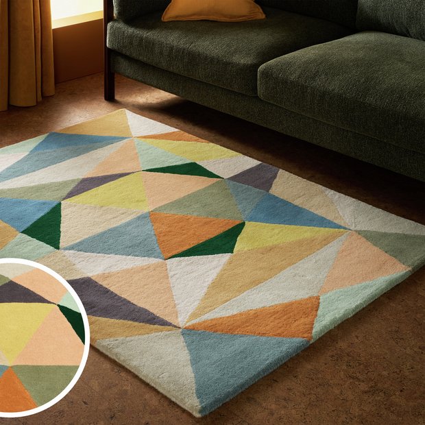 Habitat geometric patch wool rug 120x170cm (British brand)