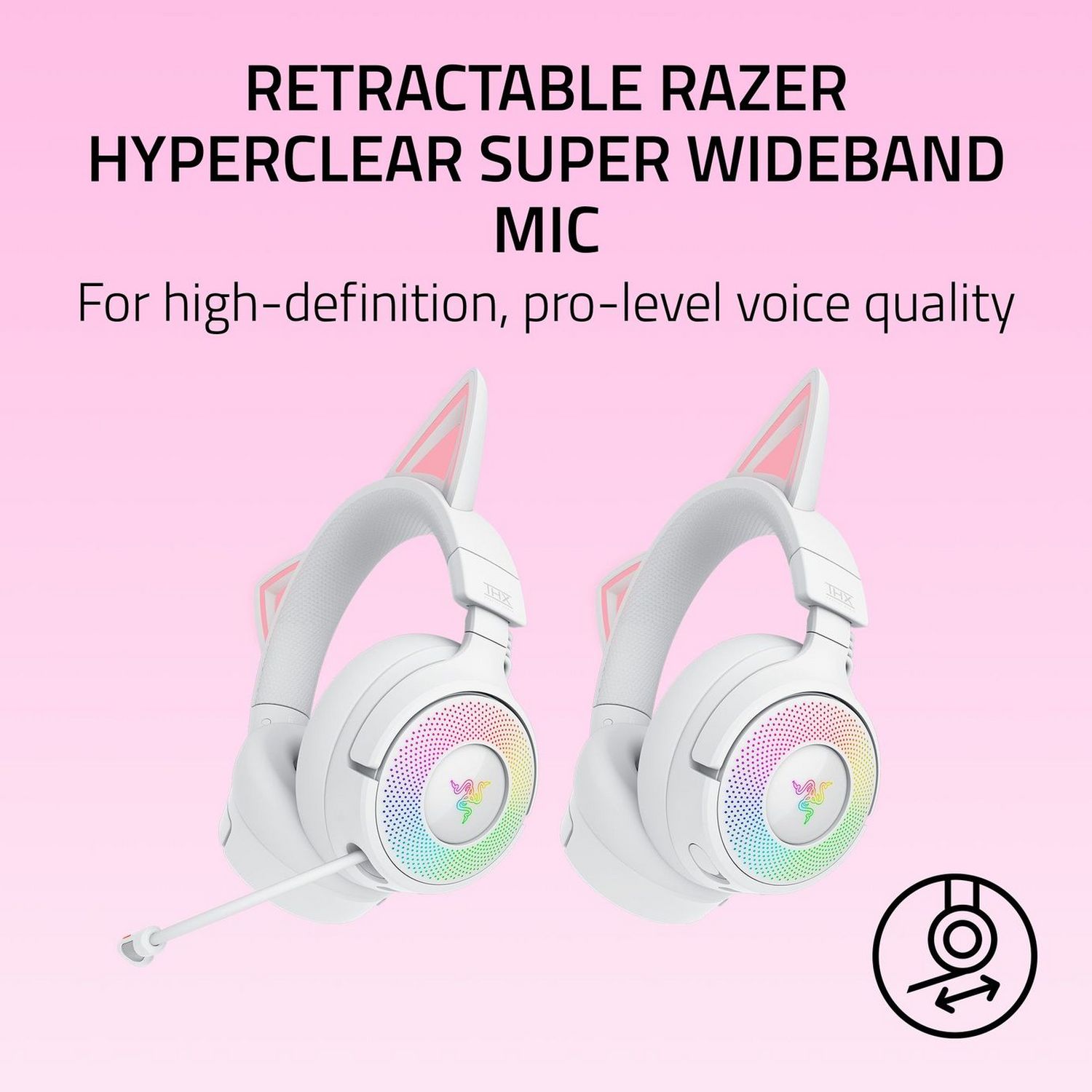 Razer Kraken Kitty V3 Pro white gaming headset, UK version