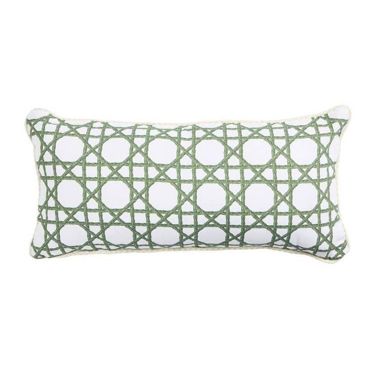 Habitat bamboo print cushion white green 60x30cm - British product