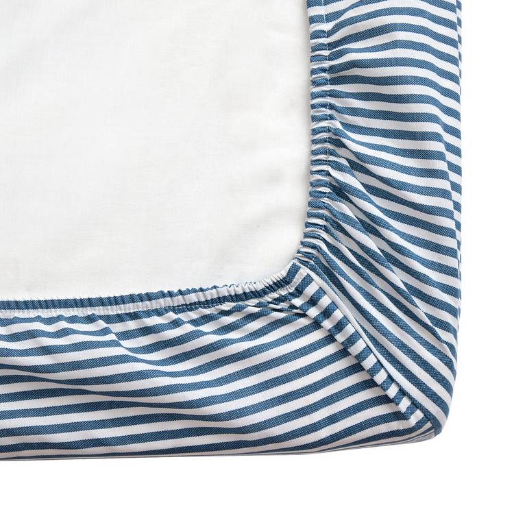 Habitat fitted sheet blue Oxford stripe toddler, UK version