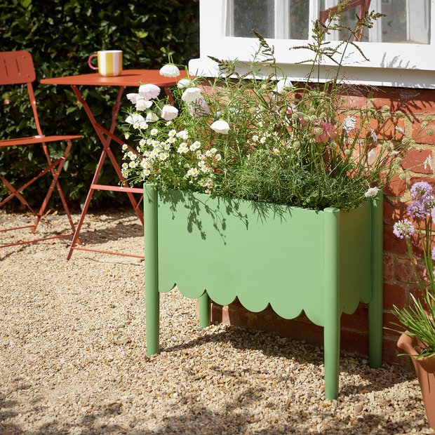 Argos Home wooden green planter 60 litre, imported from the UK