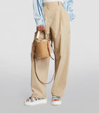 Chloé Small Woody Basket Bag in paper fibre with leather trims, UK version