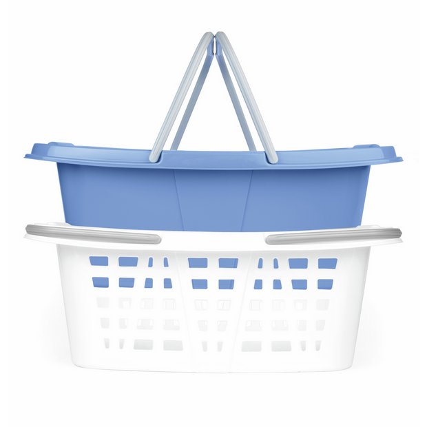 Beldray 26L laundry baskets white and blue set - British product