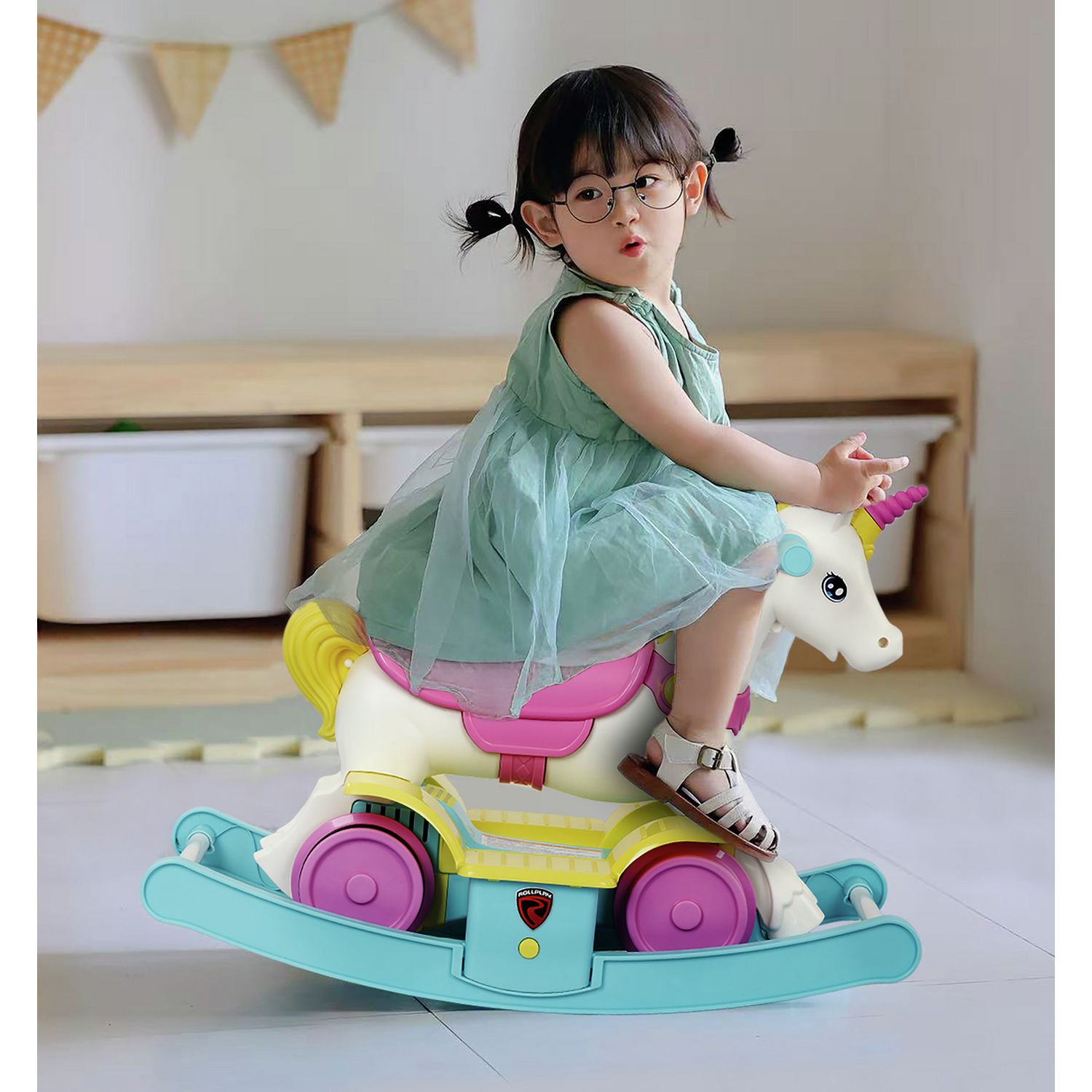 Rollplay Rainbow Unicorn 2-in-1 ride-on (British brand)