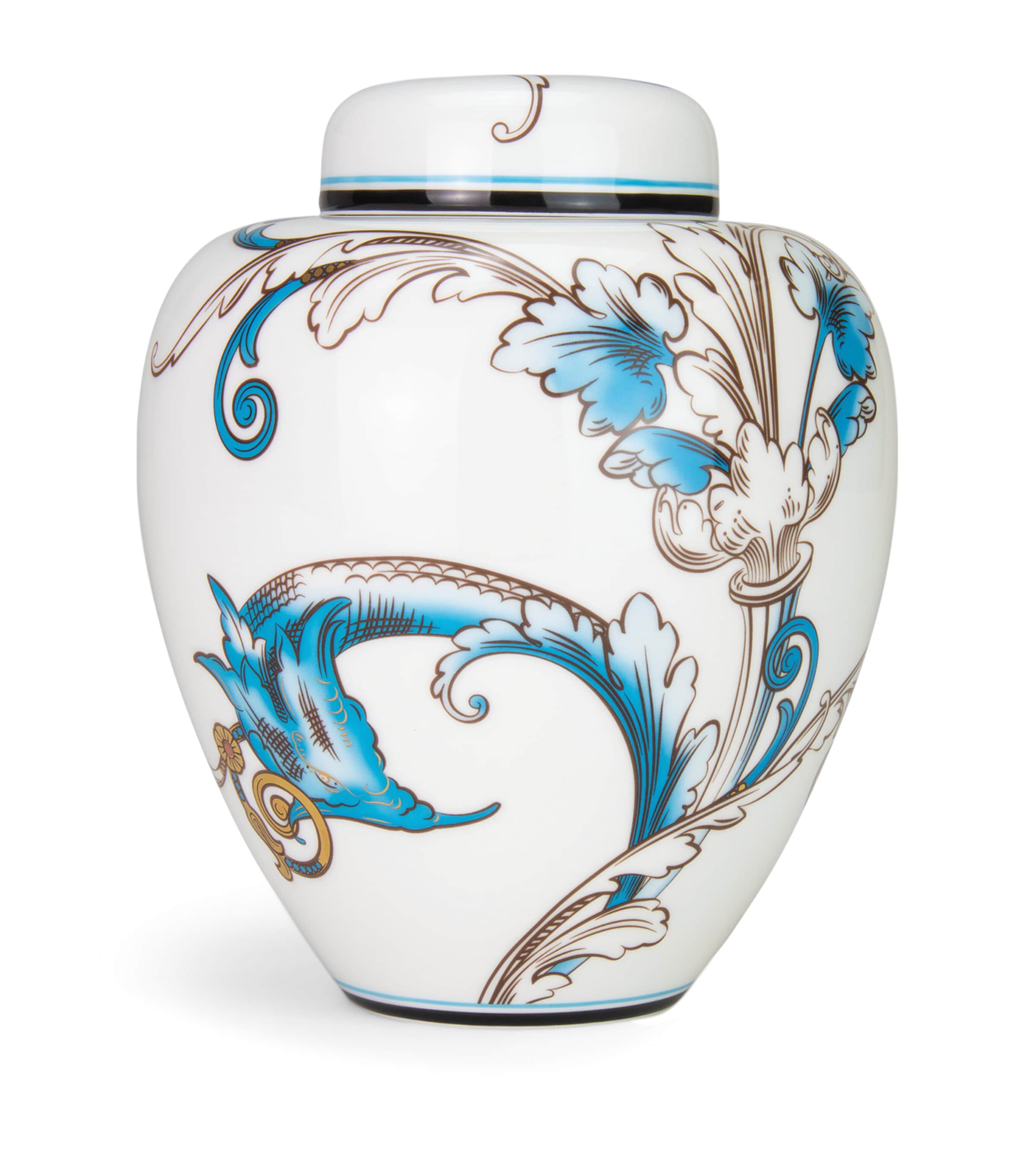 Wedgwood Florentine Turquoise lidded vase 15cm (British brand)