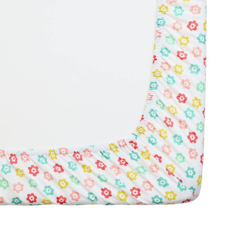 Argos Home twin pack toddler fitted sheets strawberry floral UK version