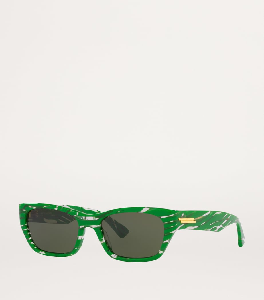 Bottega Veneta rectangular sunglasses with gold-tone detailing, imported from the UK