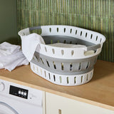 Argos Home collapsible laundry basket 37L white and grey, imported from the UK