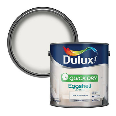 Argos Dulux Quick Dry Eggshell Paint Pure Brilliant White - 2.5L- Buy online at McGrocer