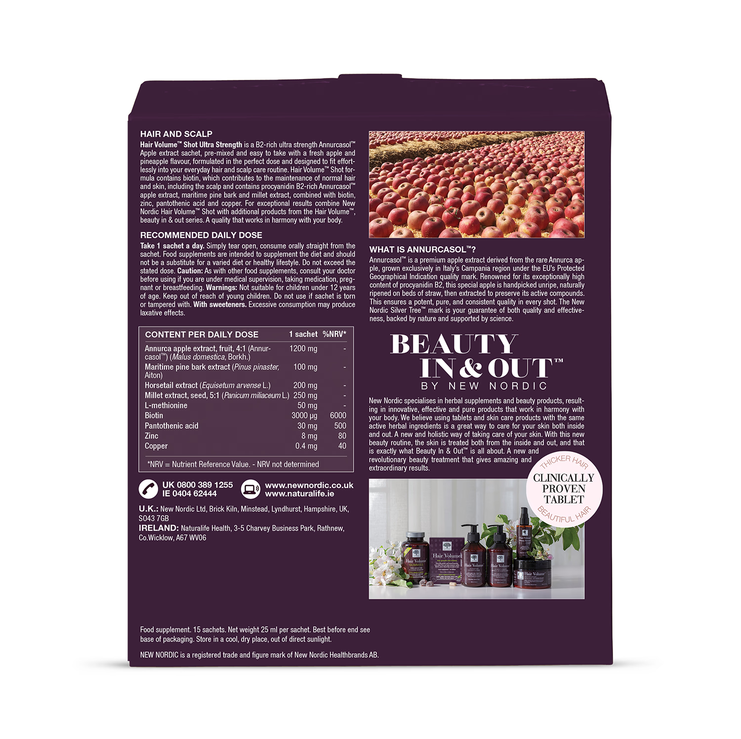 New Nordic Hair Volume Shot apple pineapple sachets (British brand)