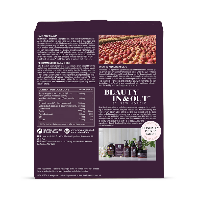 New Nordic Hair Volume Shot apple pineapple sachets (British brand)