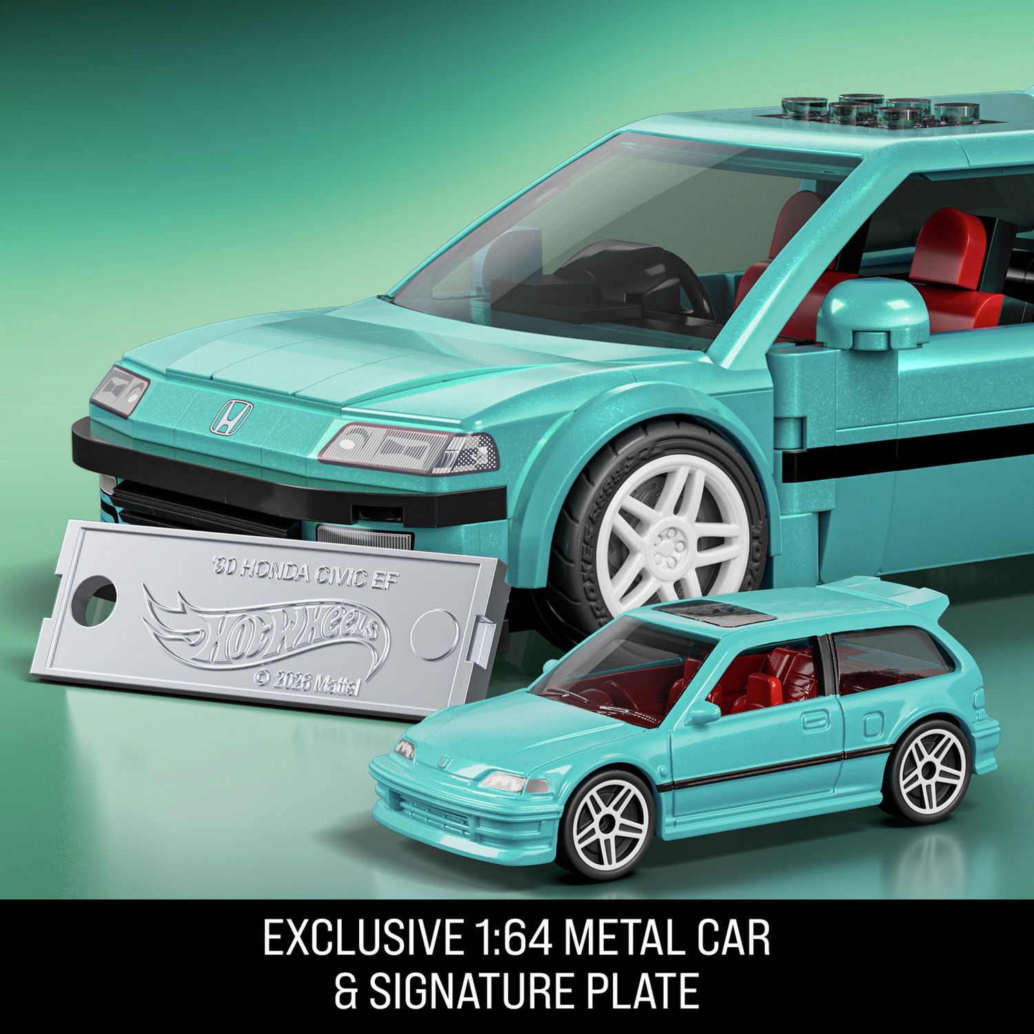 Mattel Brick Shop Hot Wheels 1:32 scale '90 Honda Civic EF building set, UK version