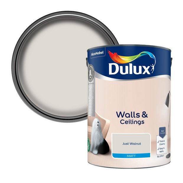 Dulux Walls & Ceilings matt paint Just Walnut 5L, UK version