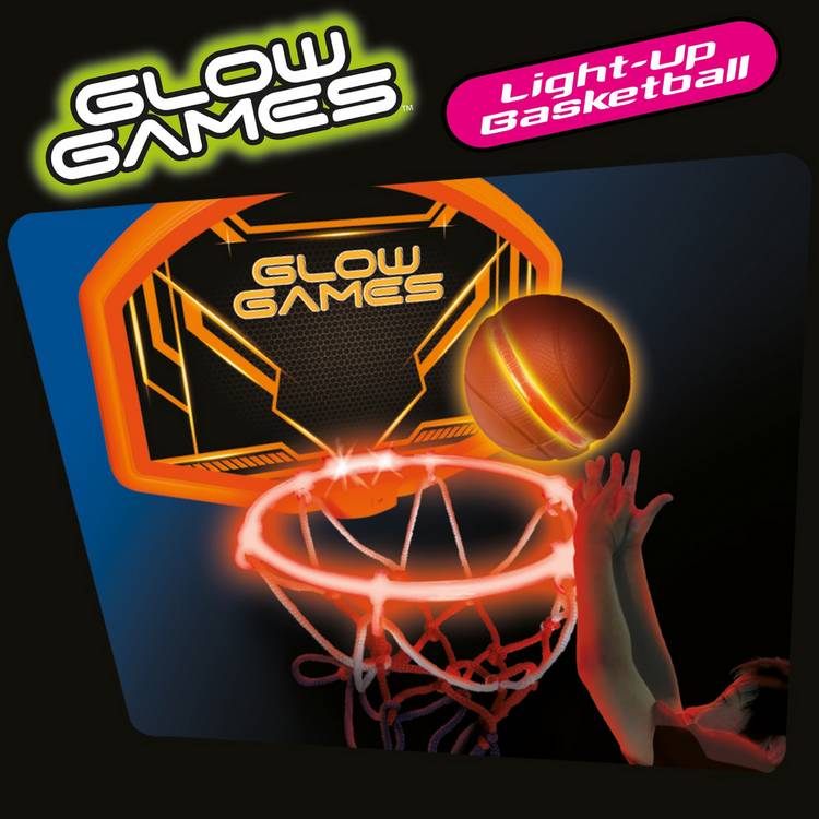Glow Games light up basketball set with LED hoop and ball, imported from the UK