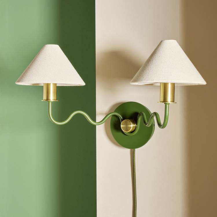 Habitat Wiggle wall light green and natural two-light, imported from the UK