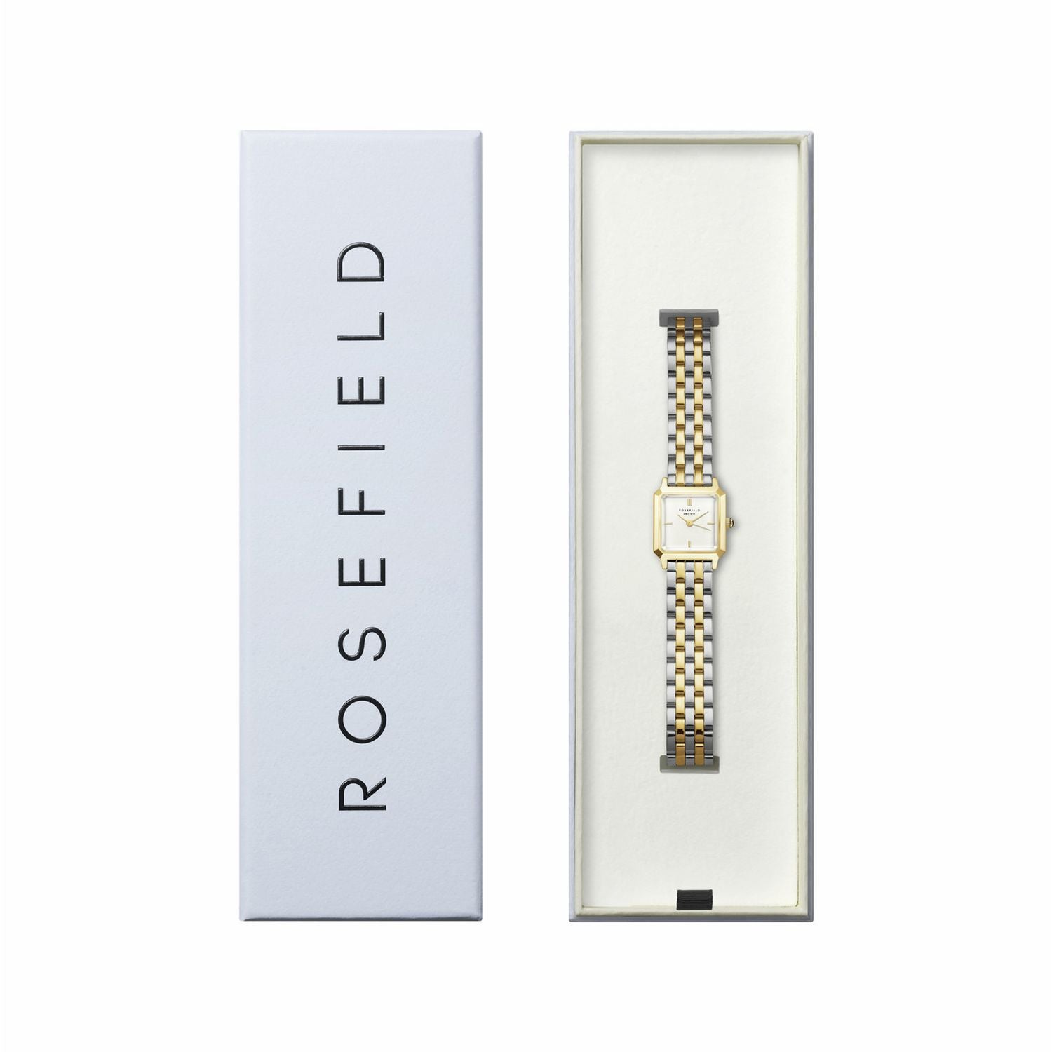 Rosefield Boxelle ladies duotone steel bracelet watch, imported from the UK