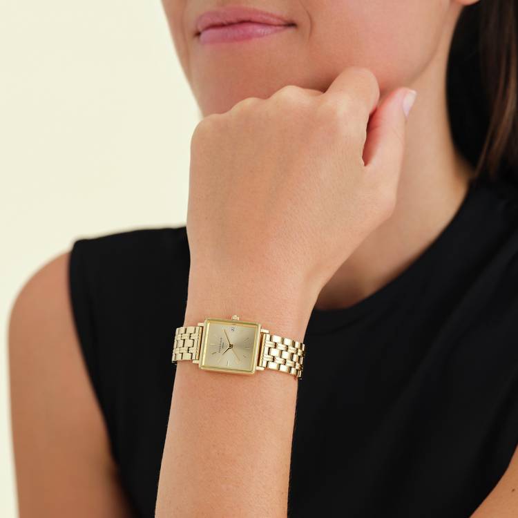 Rosefield Boxy XS gold bracelet watch 24mm, imported from the UK