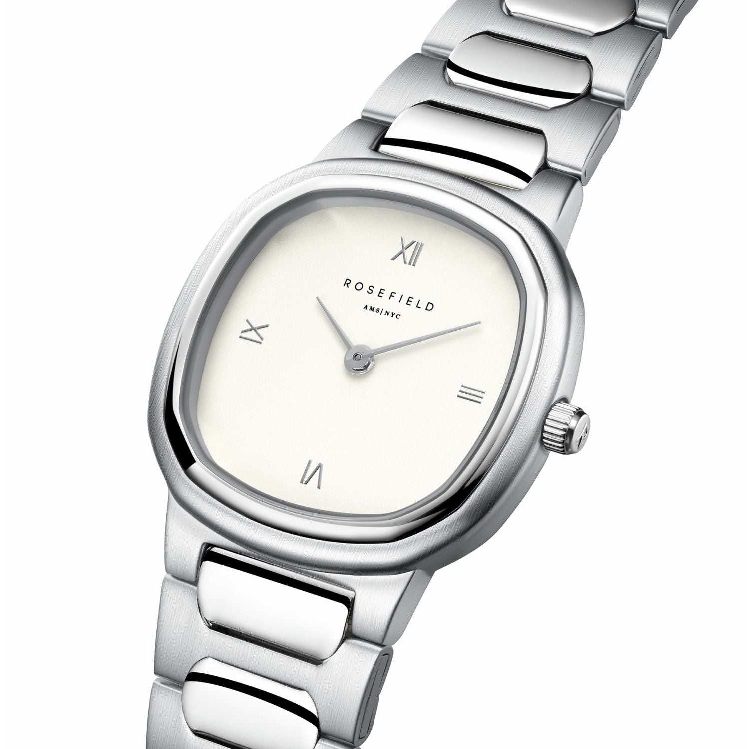 Rosefield Gaia ladies watch silver dial steel bracelet 30mm, UK version