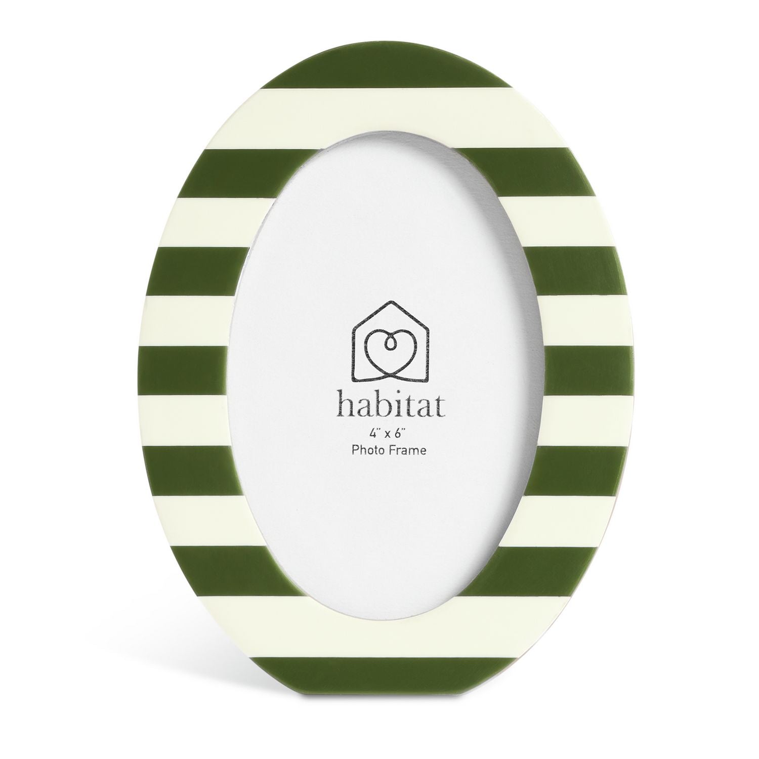 Habitat striped oval green resin picture frame 4x6 - British product