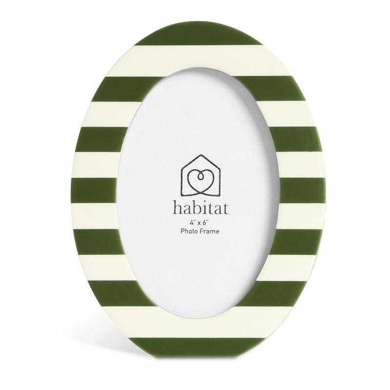 Habitat striped oval green resin picture frame 4x6 - British product