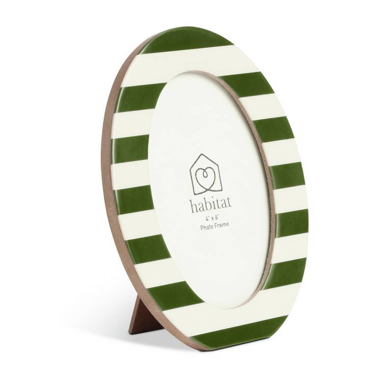 Habitat striped oval green resin picture frame 4x6 - British product