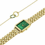 Rosefield Octagon XS ladies gold bracelet watch with emerald dial, imported from the UK