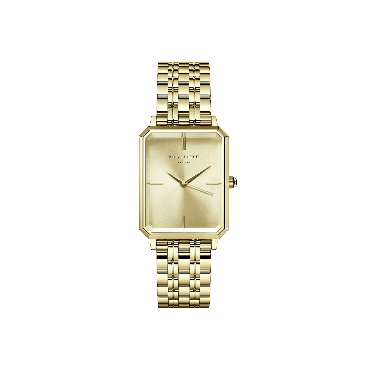 Rosefield Octagon ladies gold steel bracelet watch - British product